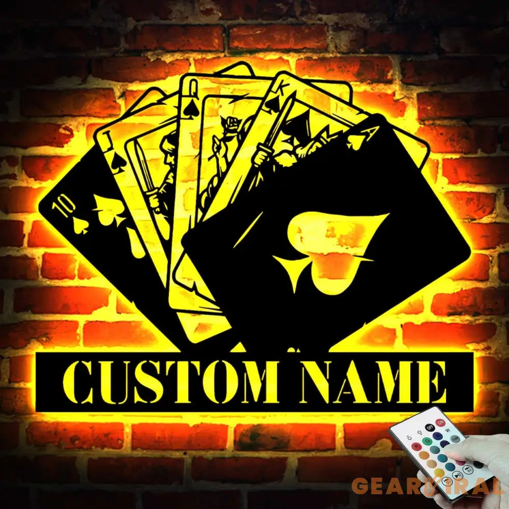 Poker Wall Art With LED Lights - Poker Decor Wall Led Sign - Poker RGB Color Led Light Sign - Christmas Gift | GearViral