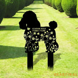 Poodle Loss of Pet Sympathy Sign - Personalized Monogram Dog Shape Metal Stake - Custom Garden Decor- Garden Dog Metal