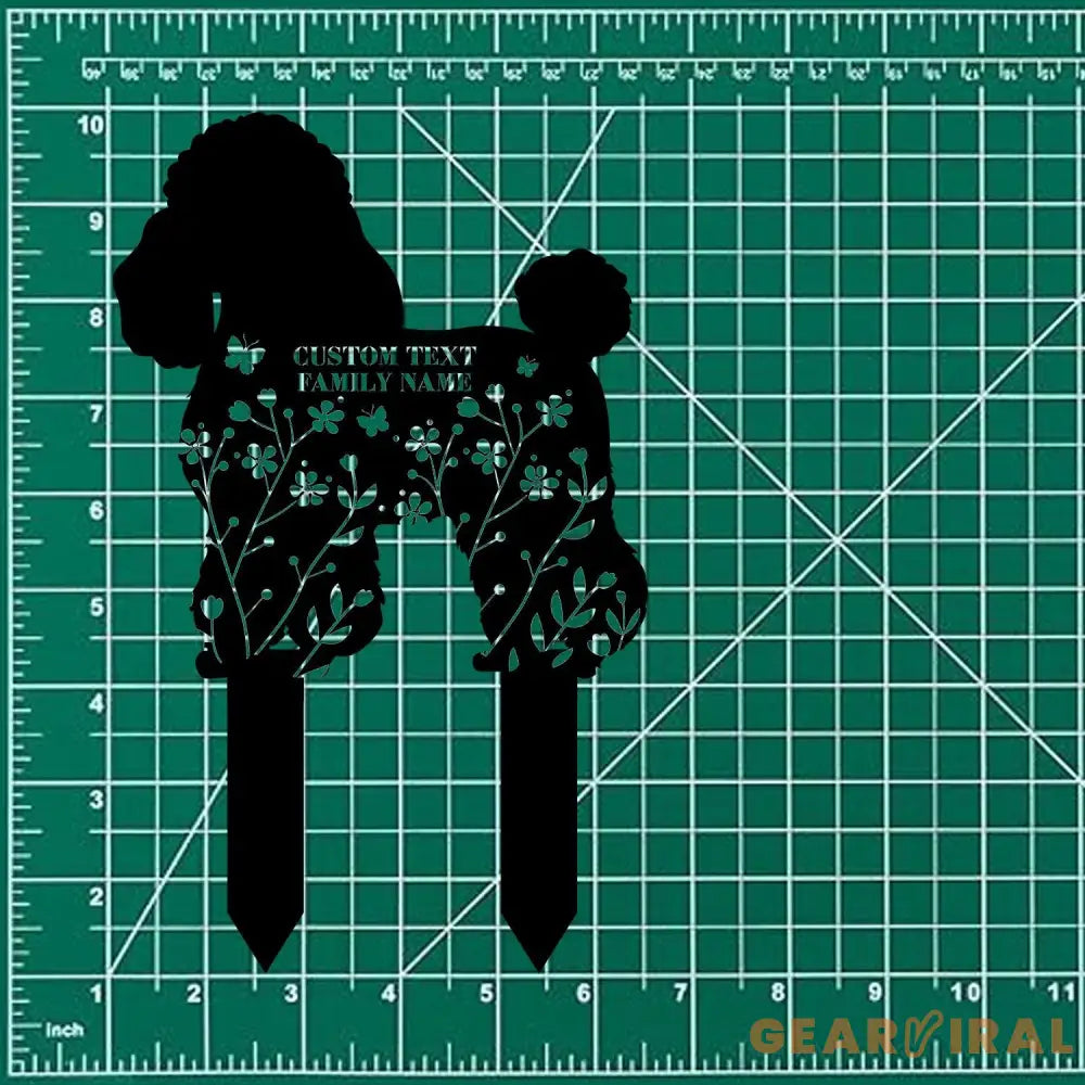 Poodle Loss of Pet Sympathy Sign - Personalized Monogram Dog Shape Metal Stake - Custom Garden Decor- Garden Dog Metal