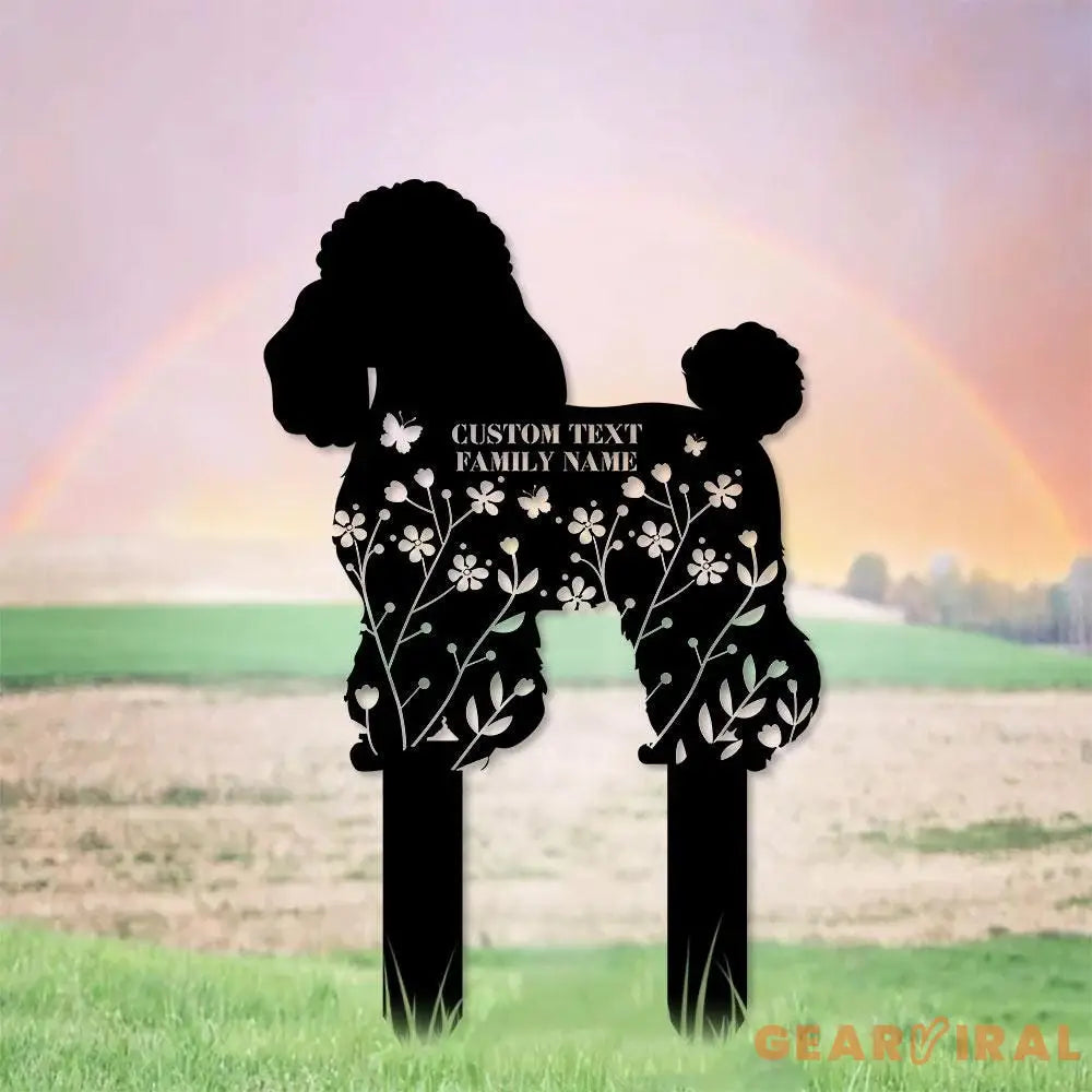Poodle Loss of Pet Sympathy Sign - Personalized Monogram Dog Shape Metal Stake - Custom Garden Decor- Garden Dog Metal