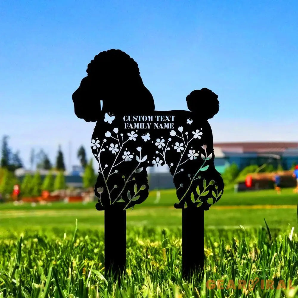 Poodle Loss of Pet Sympathy Sign - Personalized Monogram Dog Shape Metal Stake - Custom Garden Decor- Garden Dog Metal