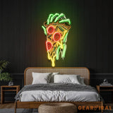 Pop Art Hand With A Slice Of Pizza Artwork Led Neon Sign Light