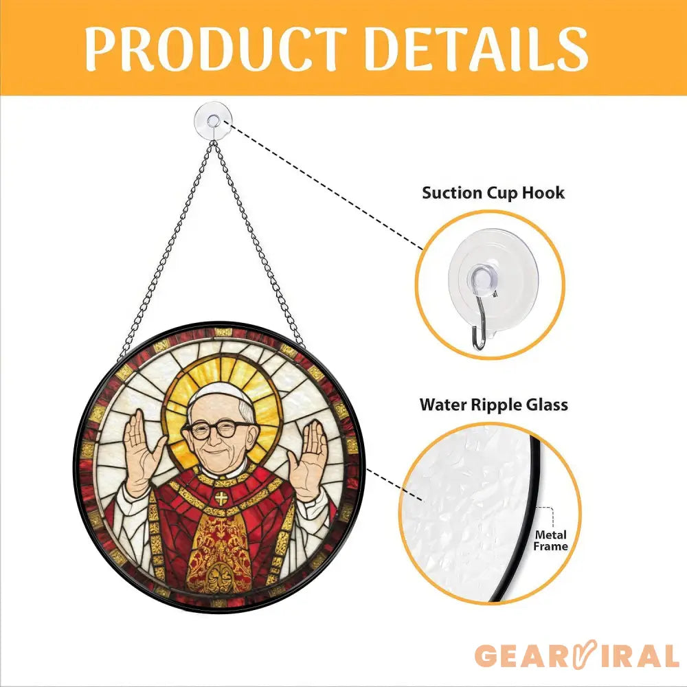 Pope Leo XIV American Pope Suncatcher Catholic Stained Glass Window Hanging Religious Gift Christian Home Decor Church