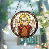Pope Leo XIV American Pope Suncatcher Catholic Stained Glass Window Hanging Religious Gift Christian Home Decor Church