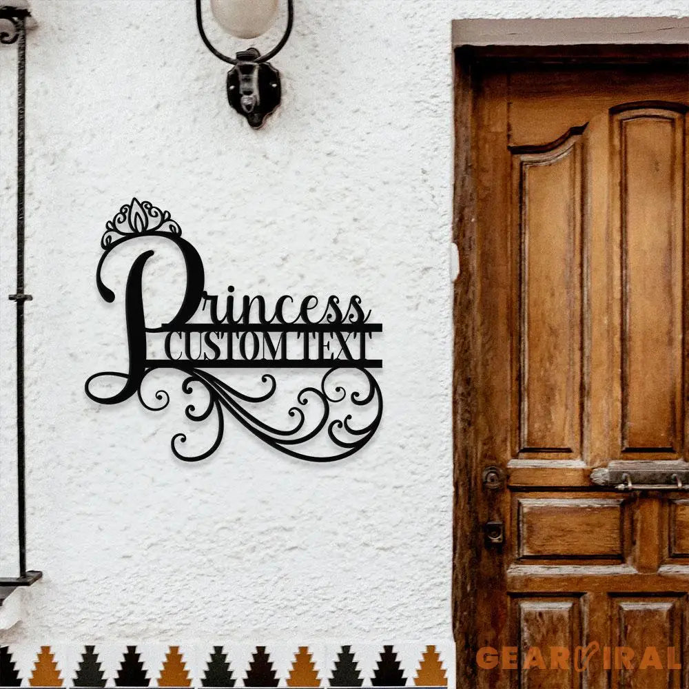 Princess Monograms Name Metal Sign Personalized Room Name Led Sign Outdoor Door Decor Address Wall Art Perfect Gift for