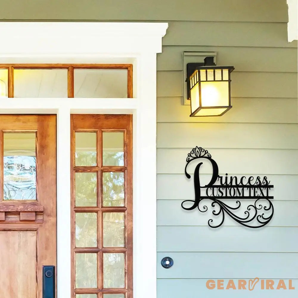 Princess Monograms Name Metal Sign Personalized Room Name Led Sign Outdoor Door Decor Address Wall Art Perfect Gift for