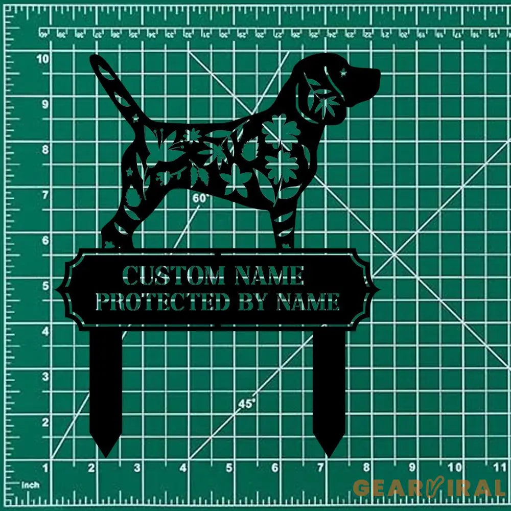 Protected By Dog Metal Name Sign - Personalized Monogram Dog Shape Metal Stake - Custom Garden Decor- Garden Dog Metal