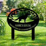 Protected By Dog Name Metal Sign - Personalized Monogram Dog Shape Metal Stake - Custom Garden Decor- Garden Dog Metal