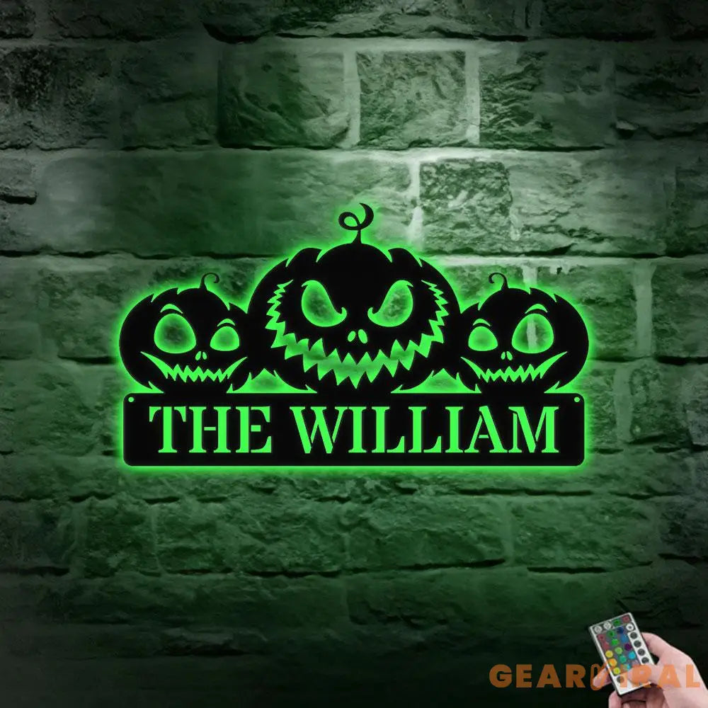 Pumpkin Metal Sign Hallowee Pumpkin Family Name Sign Personalized Split Letter Last Name Pumpkin Halloween Sign Outdoor