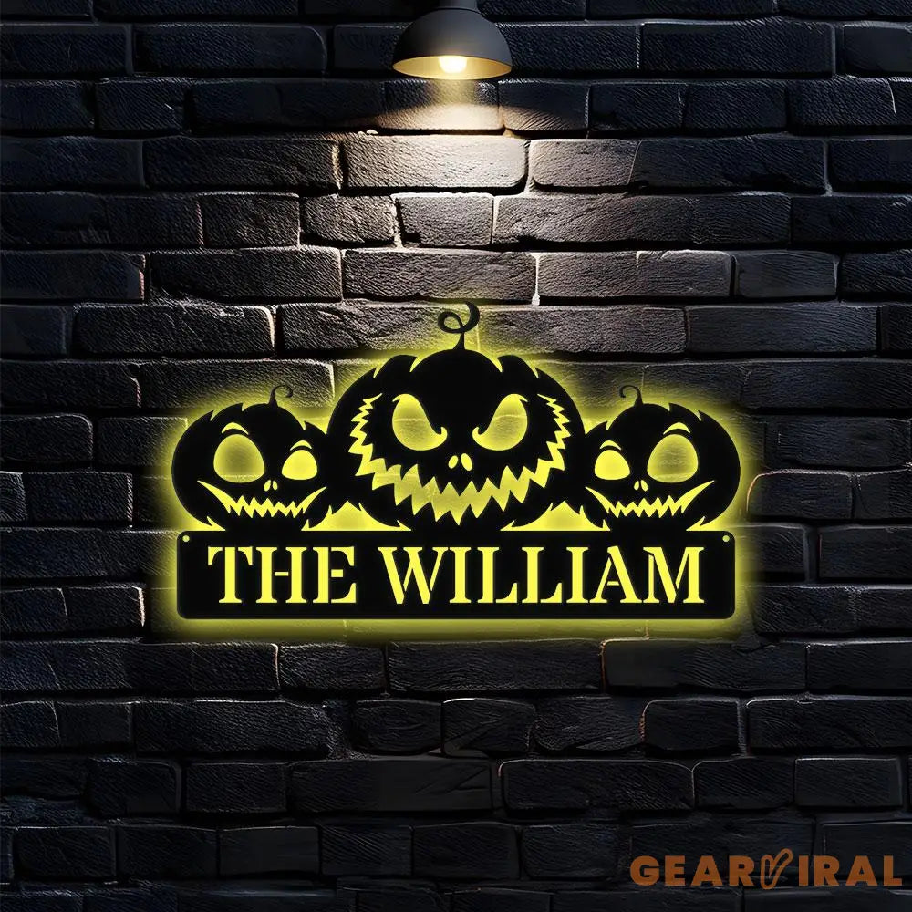 Pumpkin Metal Sign Hallowee Pumpkin Family Name Sign Personalized Split Letter Last Name Pumpkin Halloween Sign Outdoor