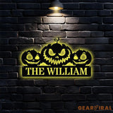 Pumpkin Metal Sign Hallowee Pumpkin Family Name Sign Personalized Split Letter Last Name Pumpkin Halloween Sign Outdoor