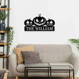 Pumpkin Metal Sign Hallowee, Pumpkin Family Name Sign, Personalized Split Letter Last Name, Pumpkin Halloween Sign, Outdoor Door Monogram