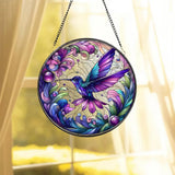 Purple Hummingbirds and Wild Flowers Suncatcher Hummingbird Lovers Window Hanging Hummingbird Suncatcher Hummingbird