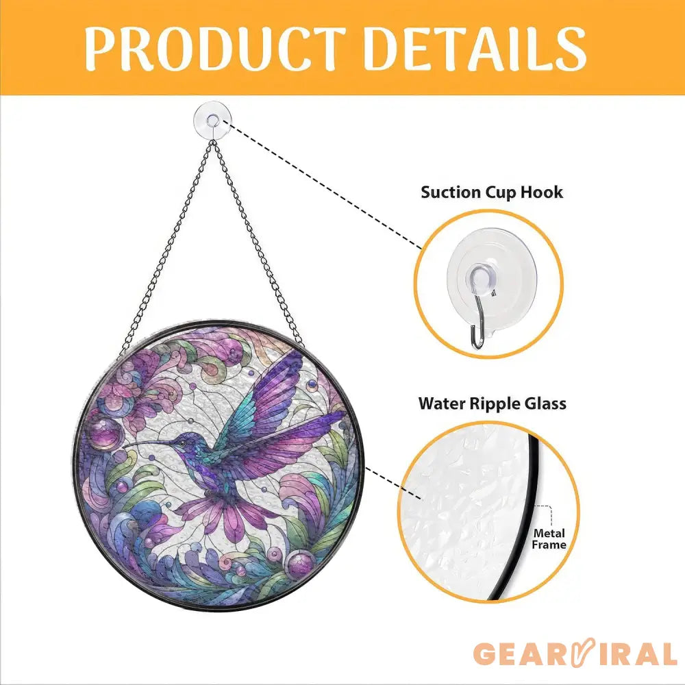 Purple Hummingbirds and Wild Flowers Suncatcher Hummingbird Lovers Window Hanging Hummingbird Suncatcher Hummingbird