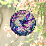 Purple Hummingbirds and Wild Flowers Suncatcher Hummingbird Lovers Window Hanging Hummingbird Suncatcher Hummingbird