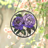Purple Peony Glass Suncatcher Floral Window Hanging Garden-Inspired Wall Art Mother’s Day Gift Handmade Gift for Her