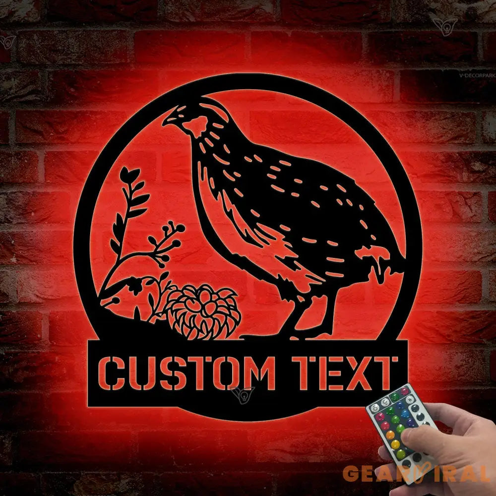 Quail Metal Sign LED - Custom Name Sign Bird Wall Art - Outdoor Wall Art Farmhouse Quail Decor - Quail Wall Art