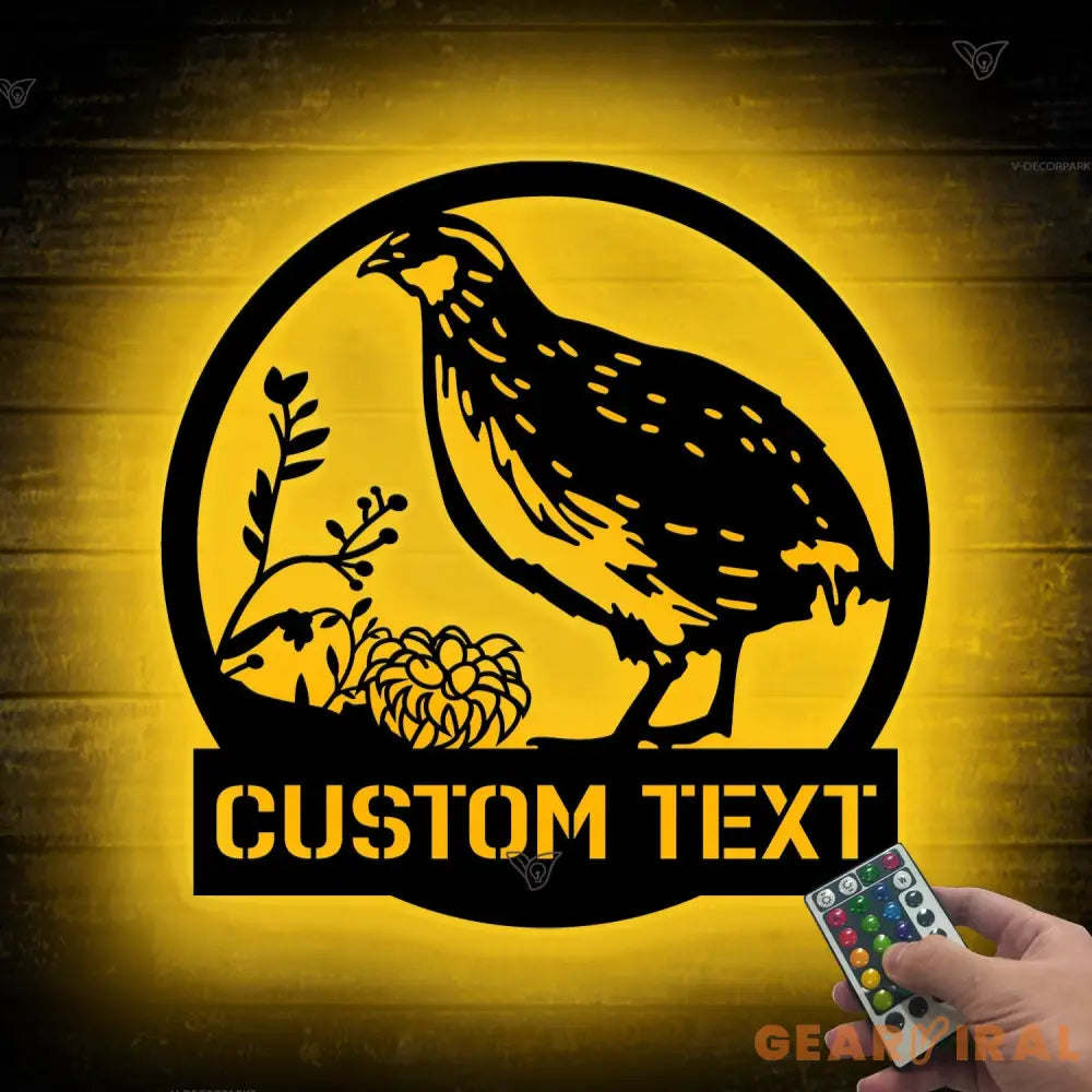 Quail Metal Sign LED - Custom Name Sign Bird Wall Art - Outdoor Wall Art Farmhouse Quail Decor - Quail Wall Art
