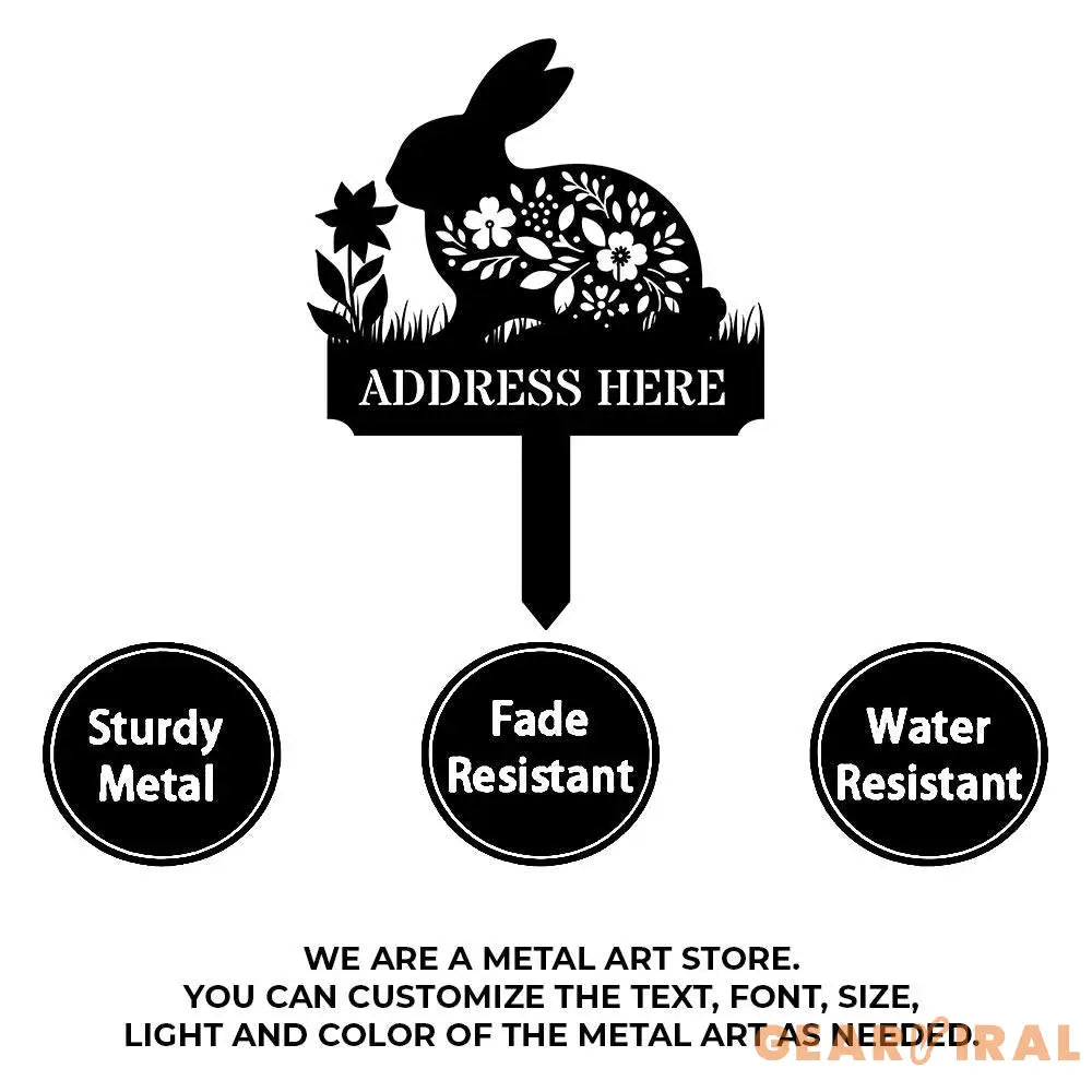 Rabbit Lovers Garden Sign Metal Stake Personalized Name Yard Sign Outdoor Door Garden Decor Metal Sign Garden Lovers