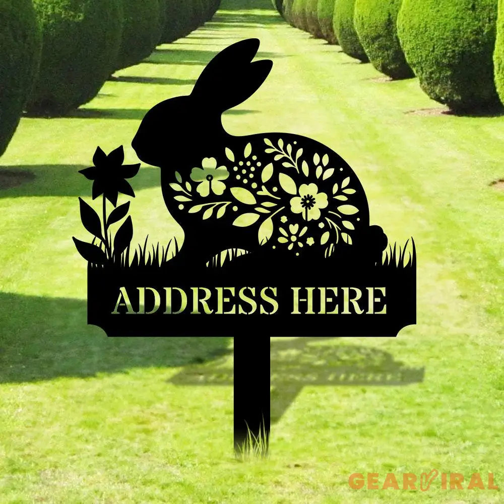 Rabbit Lovers Garden Sign Metal Stake Personalized Name Yard Sign Outdoor Door Garden Decor Metal Sign Garden Lovers