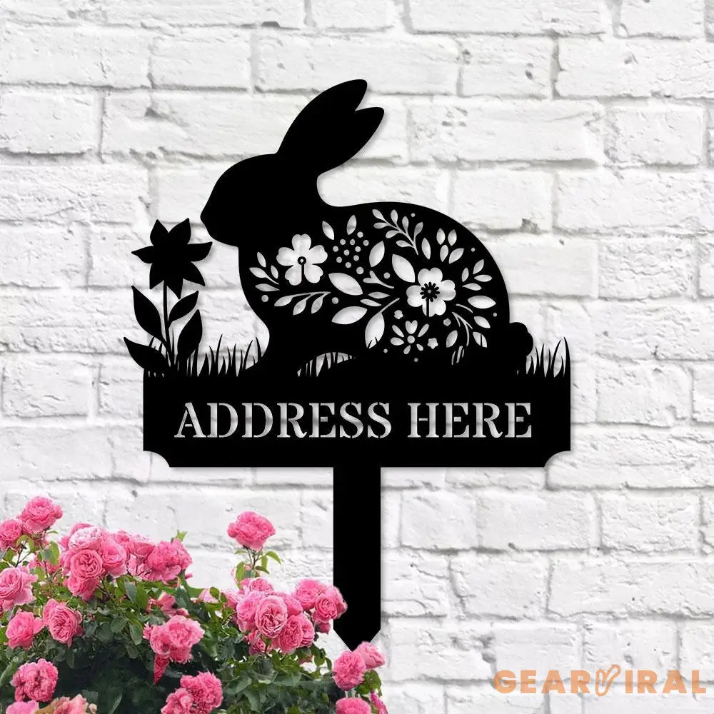 Rabbit Lovers Garden Sign Metal Stake Personalized Name Yard Sign Outdoor Door Garden Decor Metal Sign Garden Lovers