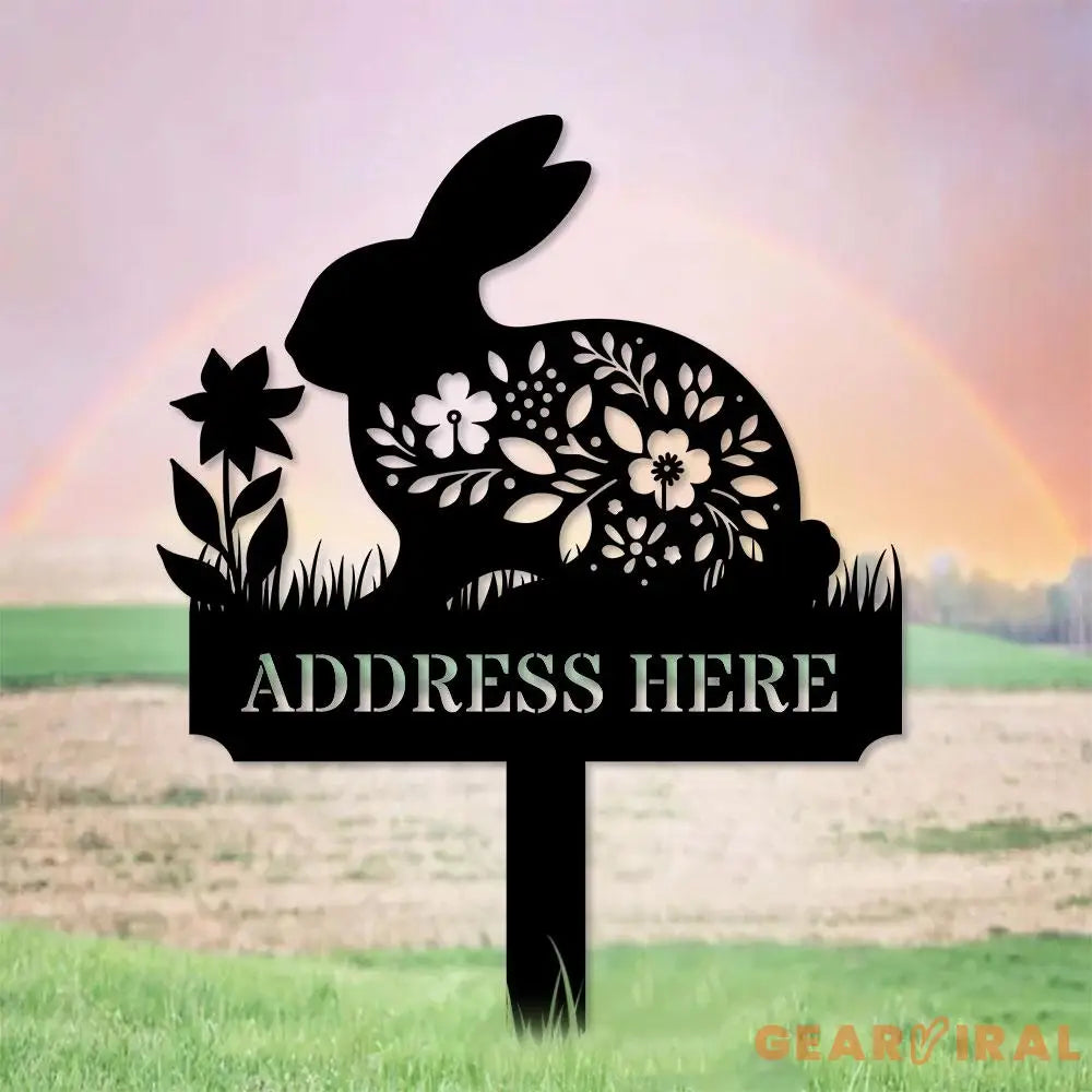Rabbit Lovers Garden Sign Metal Stake Personalized Name Yard Sign Outdoor Door Garden Decor Metal Sign Garden Lovers