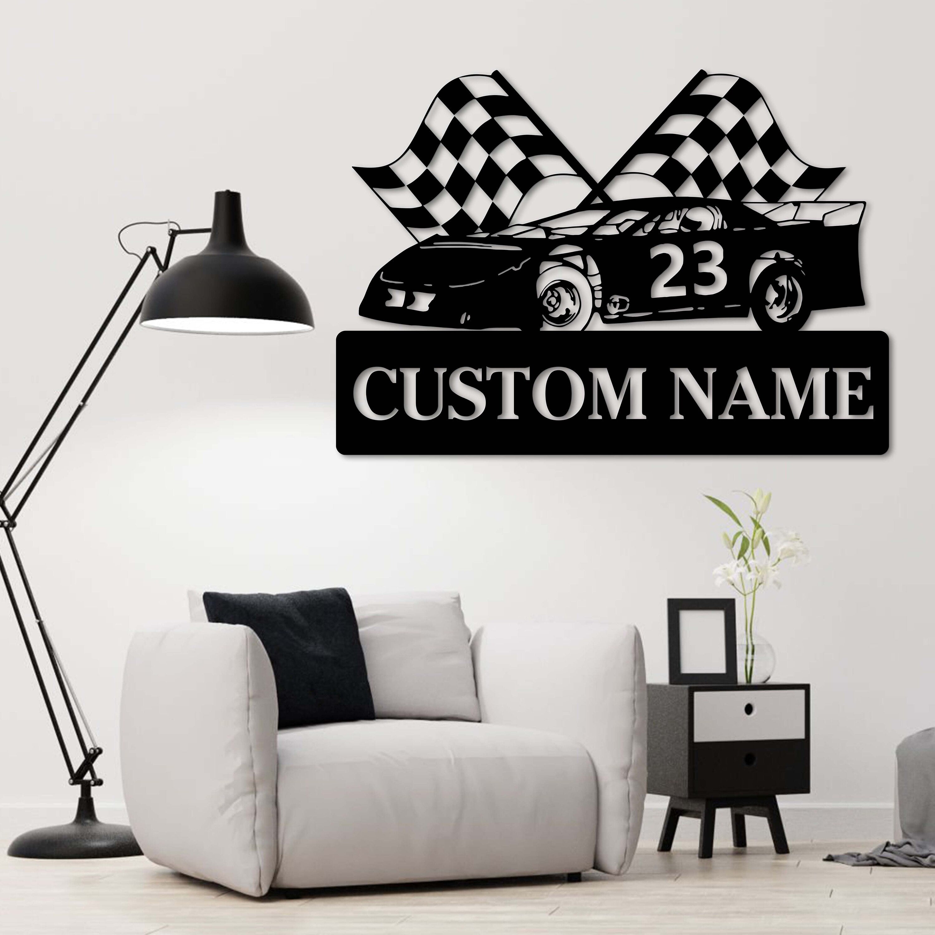 Race Car Custom Name Metal Sign - Dirt Track Racing Sign - Sports Sign - Race Car Sign | GearViral