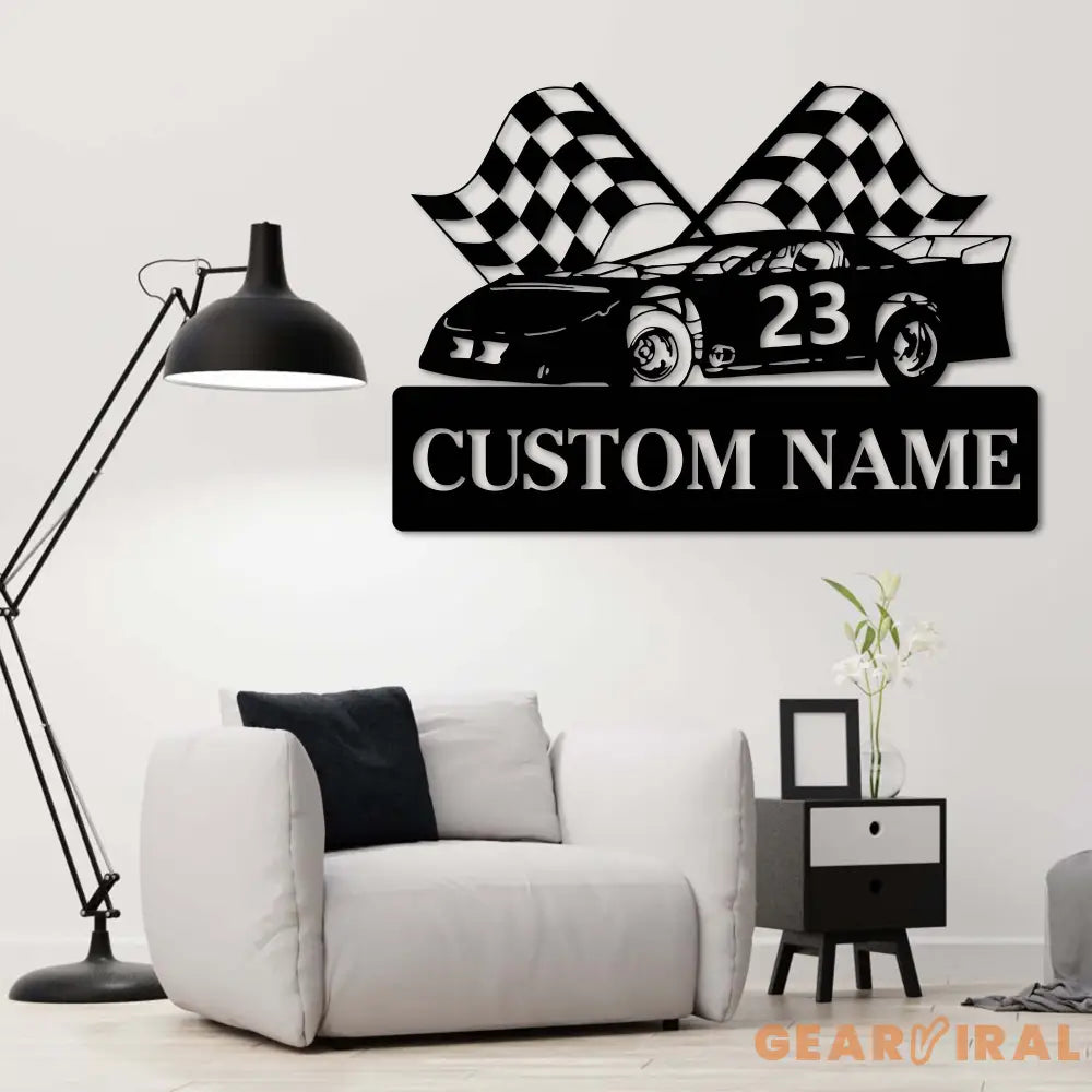Race Car Custom Name Metal Sign - Dirt Track Racing Sign - Sports Sign - Race Car Sign | GearViral
