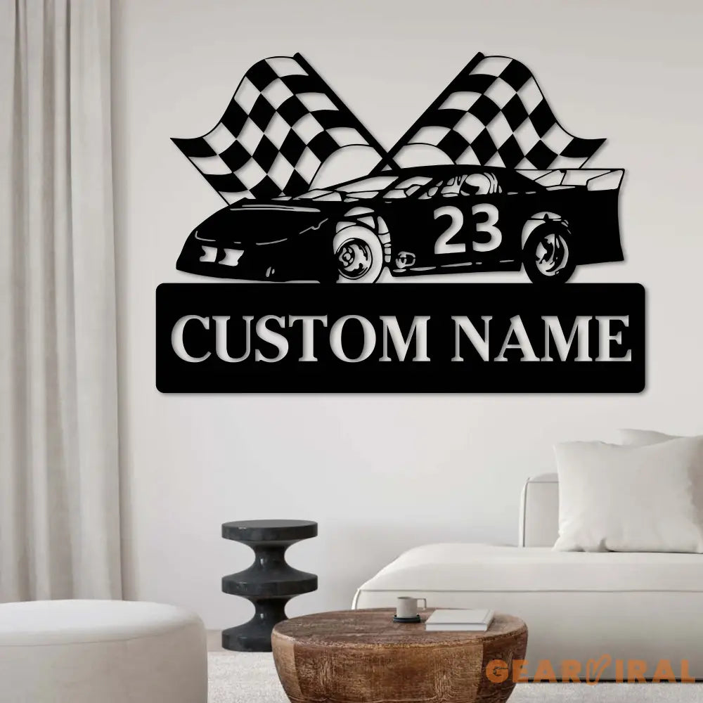 Race Car Custom Name Metal Sign - Dirt Track Racing Sign - Sports Sign - Race Car Sign | GearViral