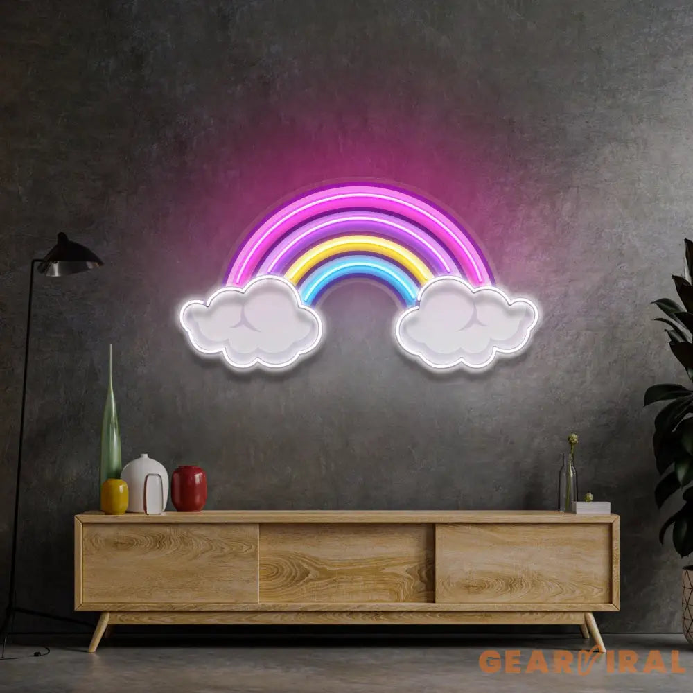 Rainbow Floating on Clouds LED Neon Sign Light Pop Art
