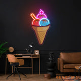 Rainbow IceCream Cones Artwork Led Neon Sign Light