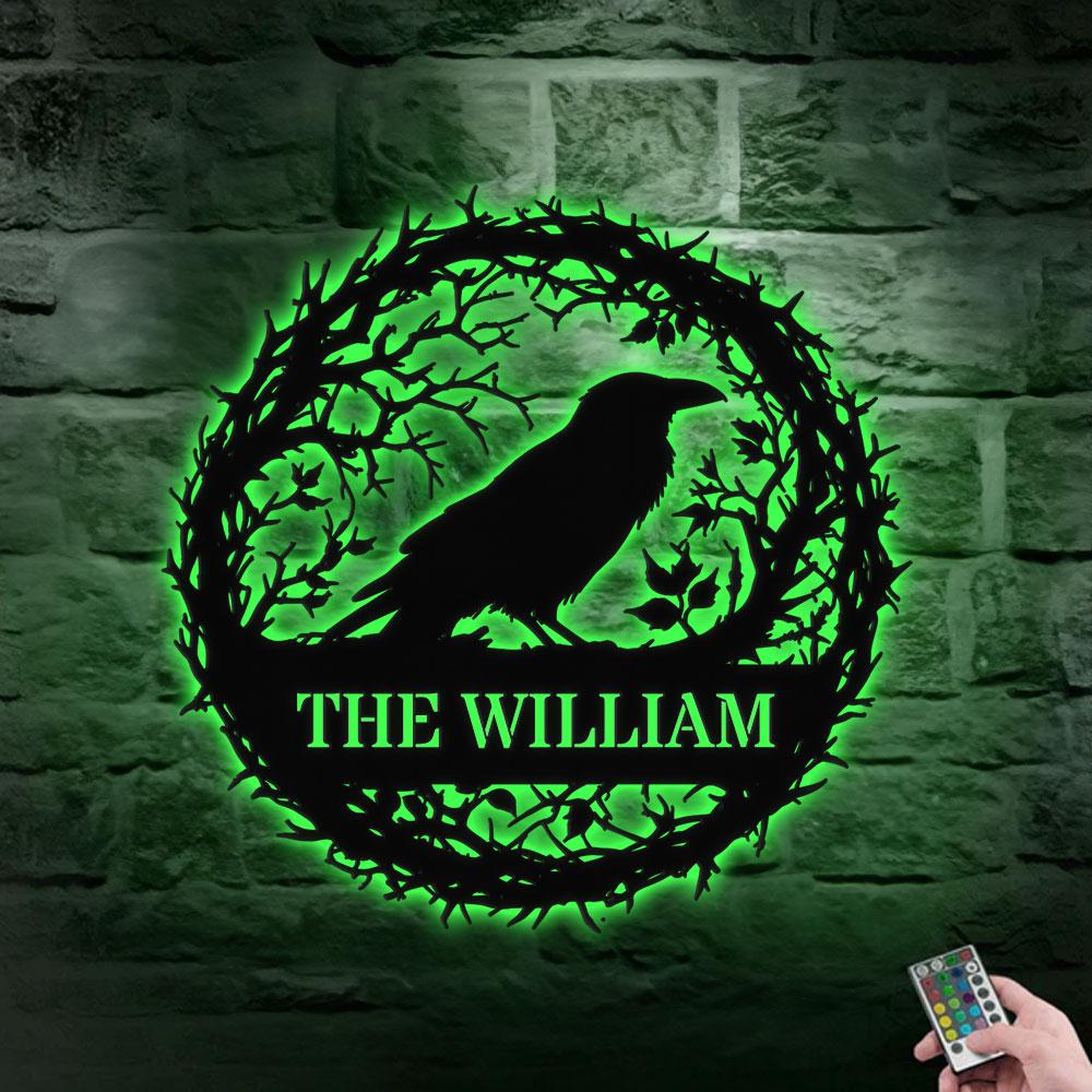 Raven Metal Sign Halloween - Raven Halloween Name Sign, Personalized Split Letter Last Name, Halloween Sign, Outdoor Door Monogram
