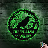 Raven Metal Sign Halloween - Raven Halloween Name Sign, Personalized Split Letter Last Name, Halloween Sign, Outdoor Door Monogram