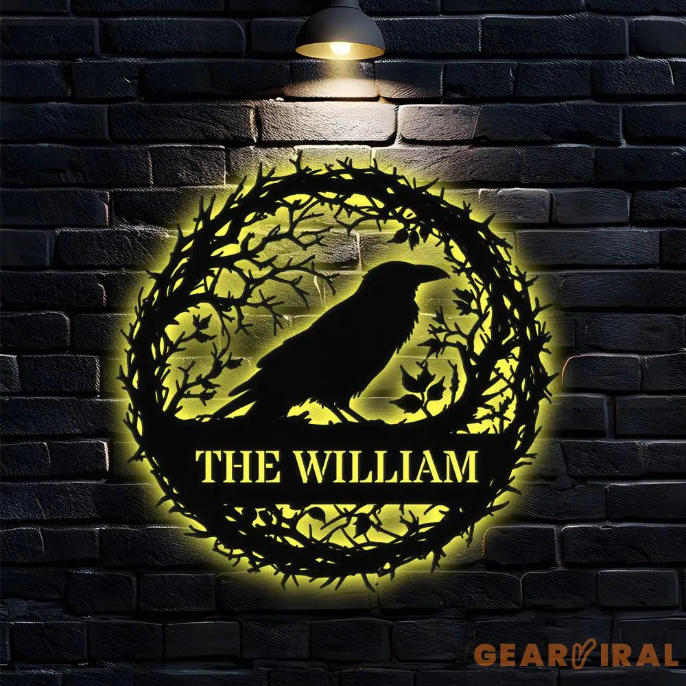 Raven Metal Sign Halloween - Raven Halloween Name Sign Personalized Split Letter Last Name Halloween Sign Outdoor Door