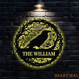 Raven Metal Sign Halloween - Raven Halloween Name Sign Personalized Split Letter Last Name Halloween Sign Outdoor Door