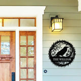 Raven Metal Sign Halloween - Raven Halloween Name Sign Personalized Split Letter Last Name Halloween Sign Outdoor Door