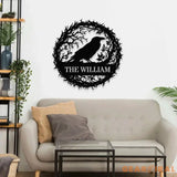 Raven Metal Sign Halloween - Raven Halloween Name Sign Personalized Split Letter Last Name Halloween Sign Outdoor Door