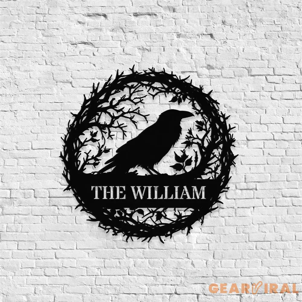 Raven Metal Sign Halloween - Raven Halloween Name Sign Personalized Split Letter Last Name Halloween Sign Outdoor Door
