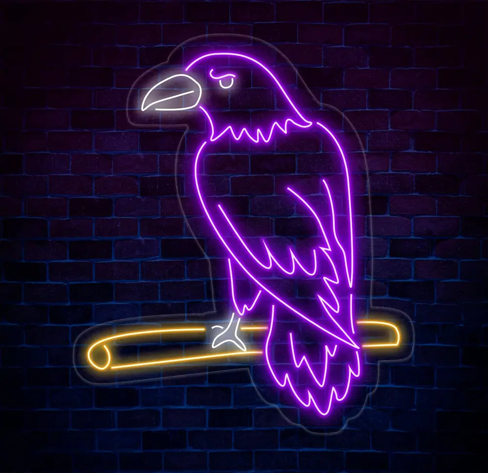 Raven Neon Sign Raven Bird Led Sign Raven Neon Light Raven Animal Led Light Animal Room Wall Art Decor Bird Moon House