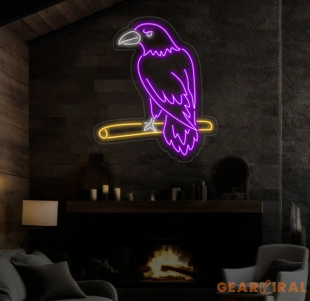 Raven Neon Sign Raven Bird Led Sign Raven Neon Light Raven Animal Led Light Animal Room Wall Art Decor Bird Moon House