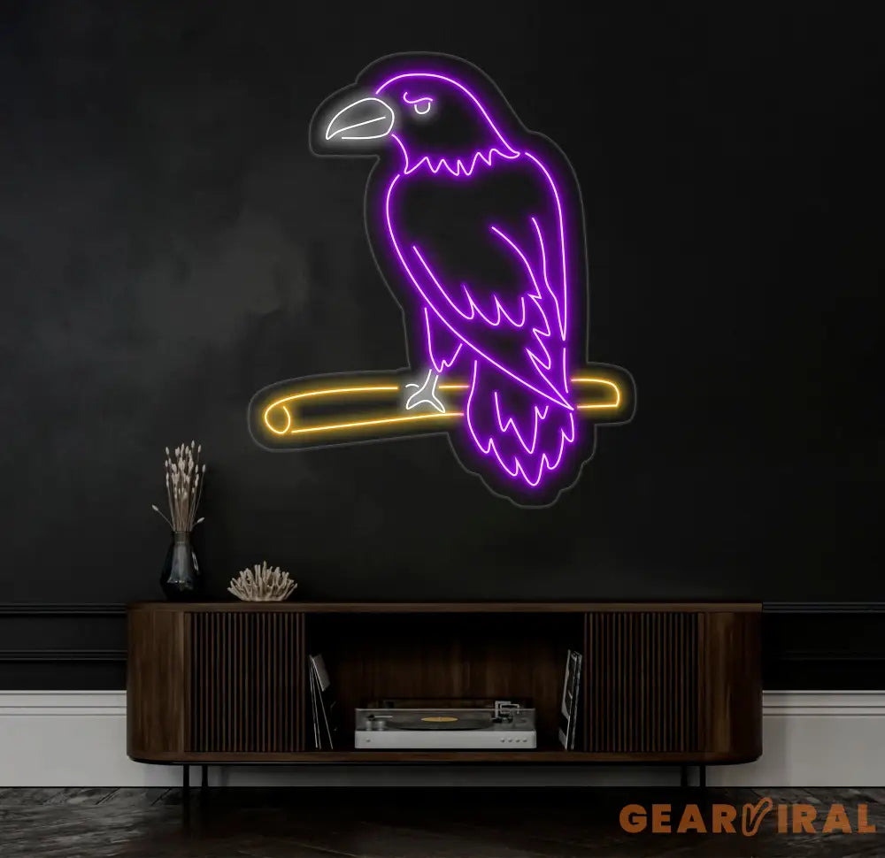 Raven Neon Sign Raven Bird Led Sign Raven Neon Light Raven Animal Led Light Animal Room Wall Art Decor Bird Moon House