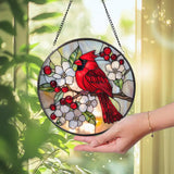 Red Cardinal Stained Glass Suncatcher Cardinal Window Hanging Red Bird Decor Cardinal Memorial Gift Bird Lover Gift