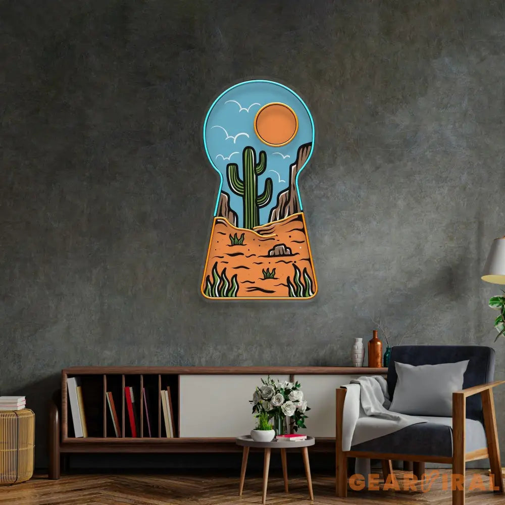 Red Desert Led Neon Acrylic Artwork