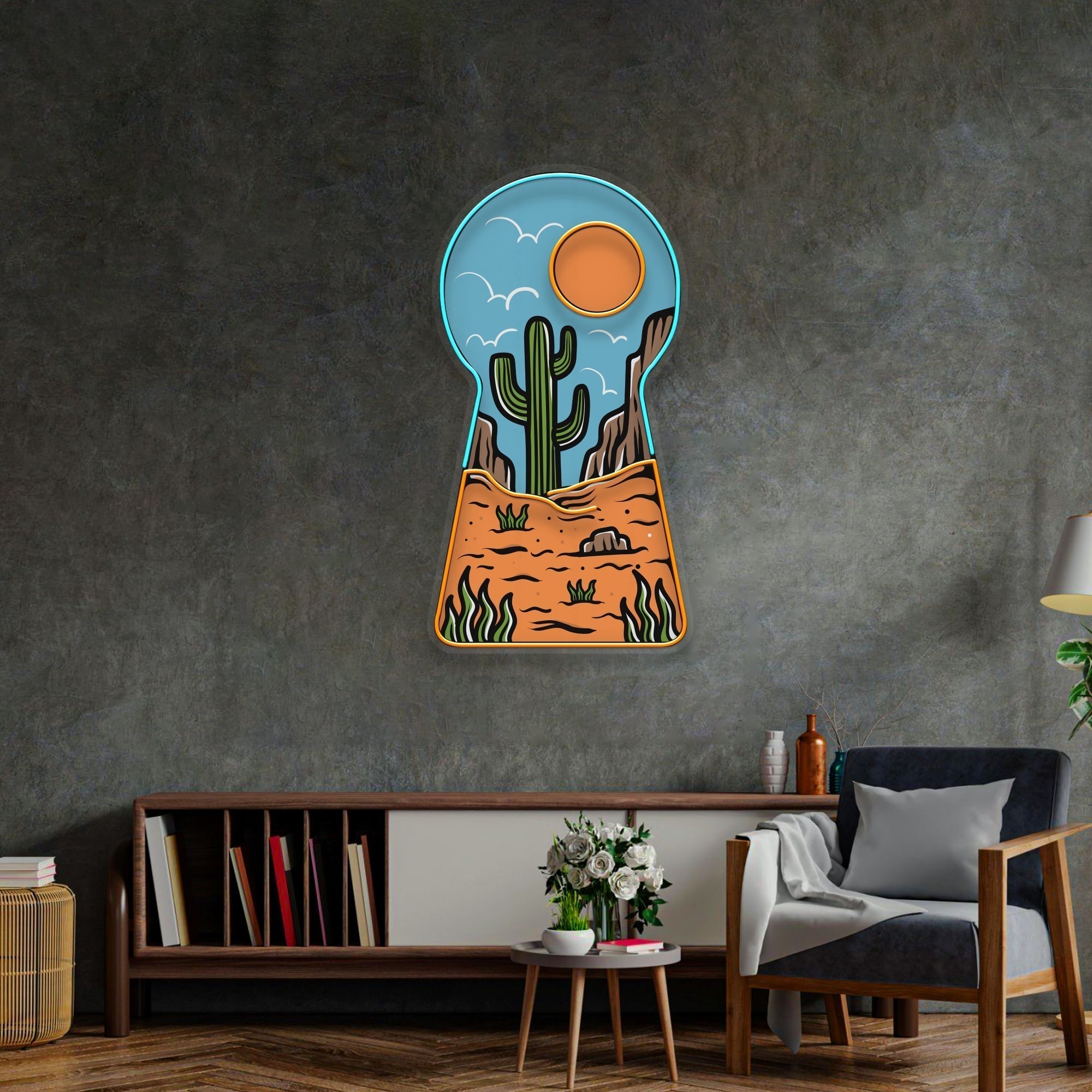 Red Desert Led Neon Acrylic Artwork
