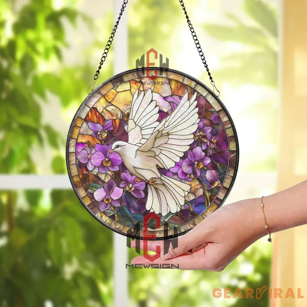 Red Dragon Stained Glass Suncatcher Fantasy Window Hanging Floral Dragon Glass Panel Daffodil Field Decor Mythical