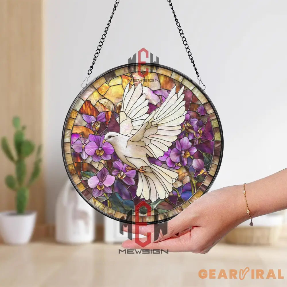 Red Dragon Stained Glass Suncatcher Fantasy Window Hanging Floral Dragon Glass Panel Daffodil Field Decor Mythical