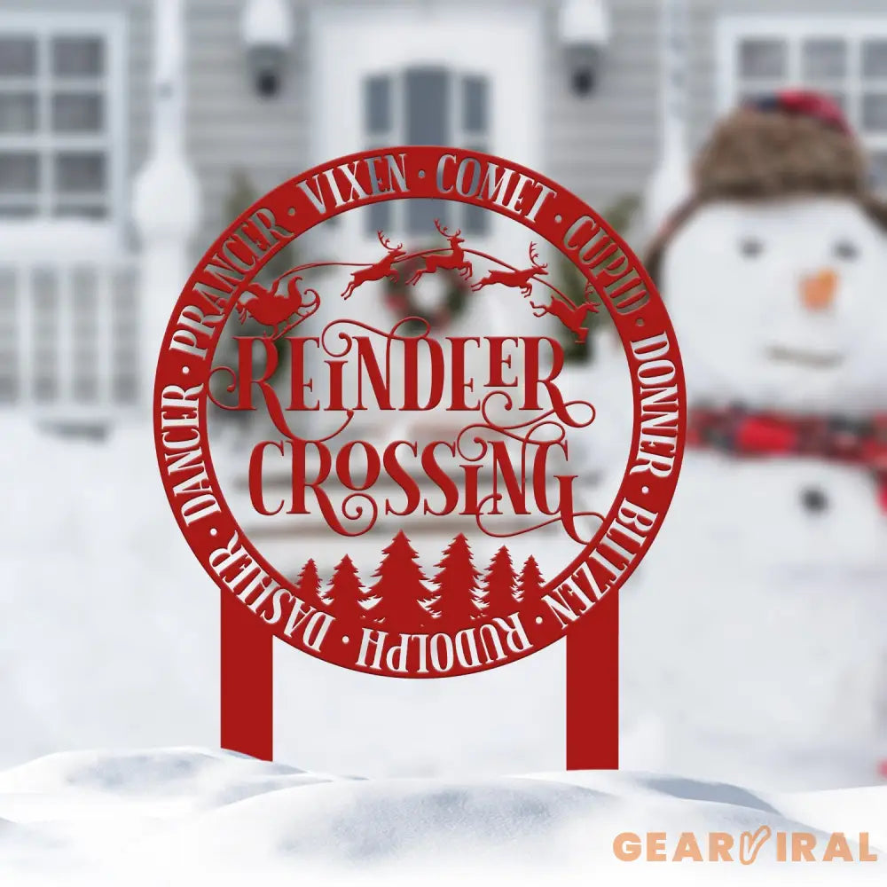 Reindeer Crossing Metal Stake Outdoor Christmas Decor Holiday Decor Merry Christmas Sign Outdoor Decoration Merry