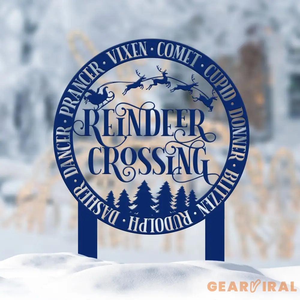 Reindeer Crossing Metal Stake Outdoor Christmas Decor Holiday Decor Merry Christmas Sign Outdoor Decoration Merry