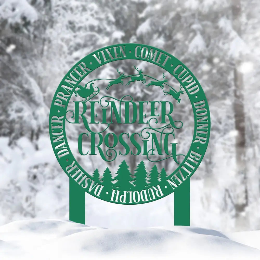 Reindeer Crossing Metal Stake Outdoor Christmas Decor Holiday Decor Merry Christmas Sign Outdoor Decoration Merry