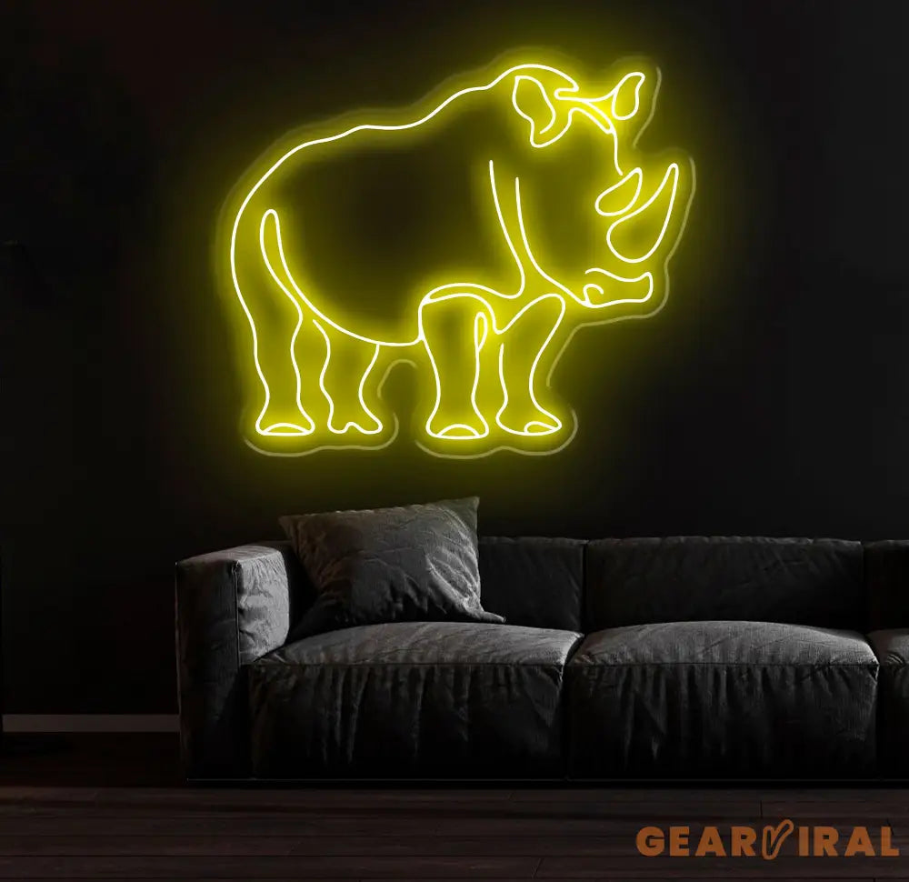 Rhino Neon Sign - Custom Animal Wall Art Safari Themed LED Light Unique Rhino Neon Decor for Home Bar or Kids Room